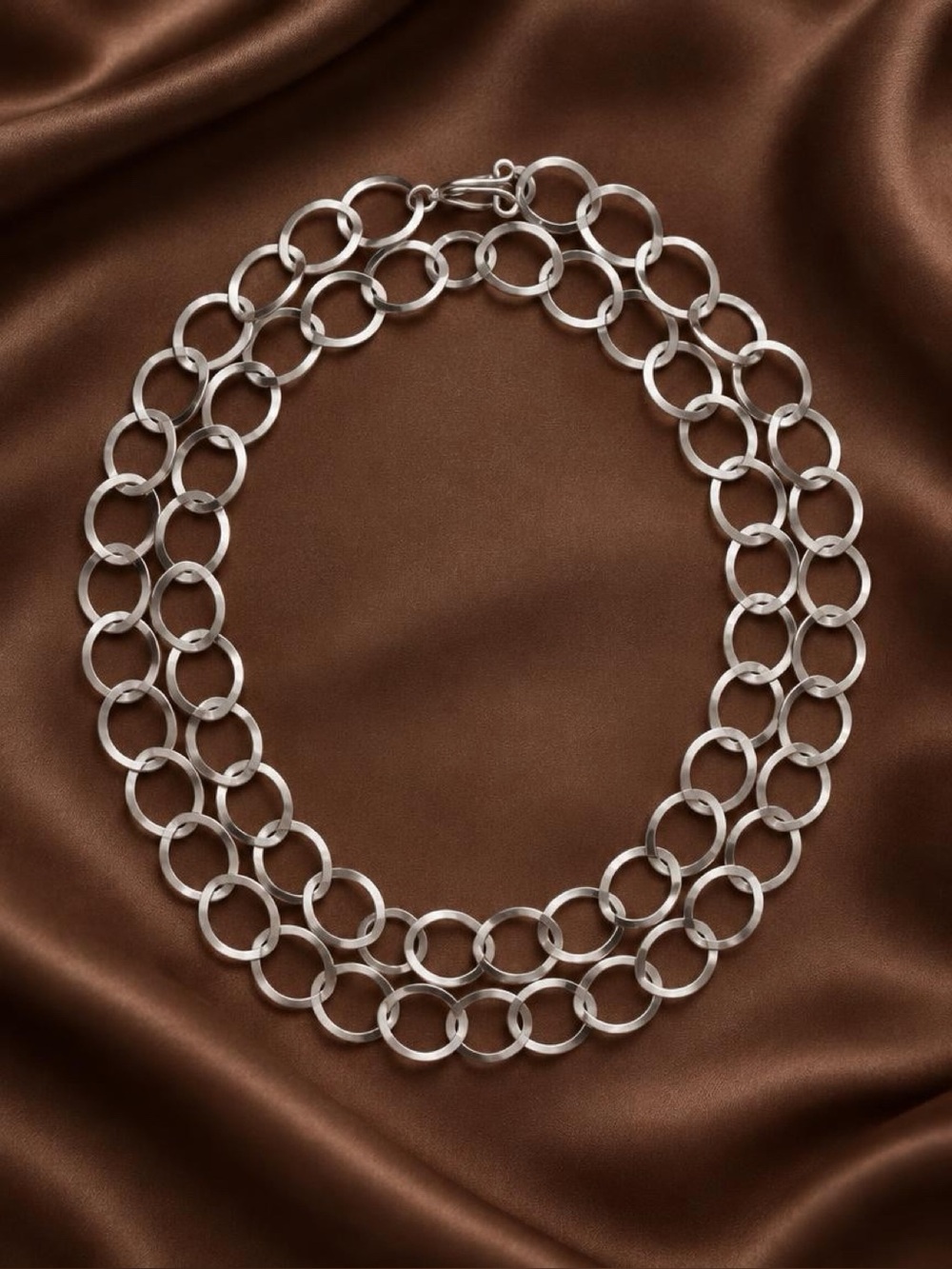 Sterling Silver Interlocking Rings Long Chain
